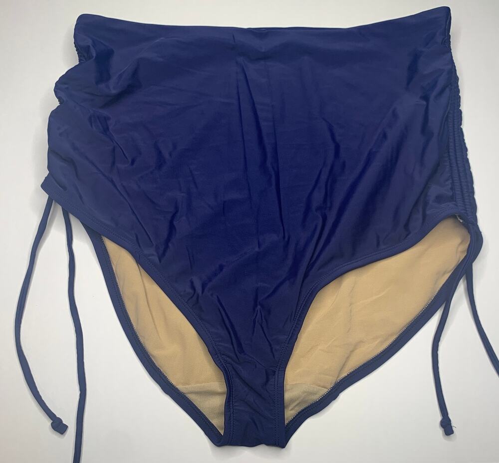 Avenue Swim by Cacique swimsuit bottom navy blue size 22 high waist ruched sides